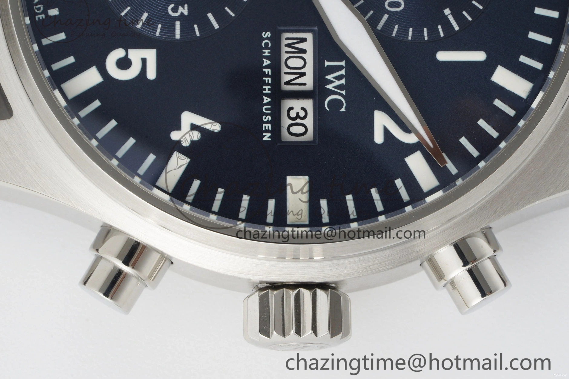 MIROTIME 0423 Pilot Chrono SS AZF 1:1 Best Edition Blue Dial on Brown Leather Strap A TimelessDesign 7060